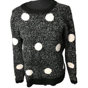 For the Republic Polka Dot Black/White Women’s Pullover Sweater Sz L